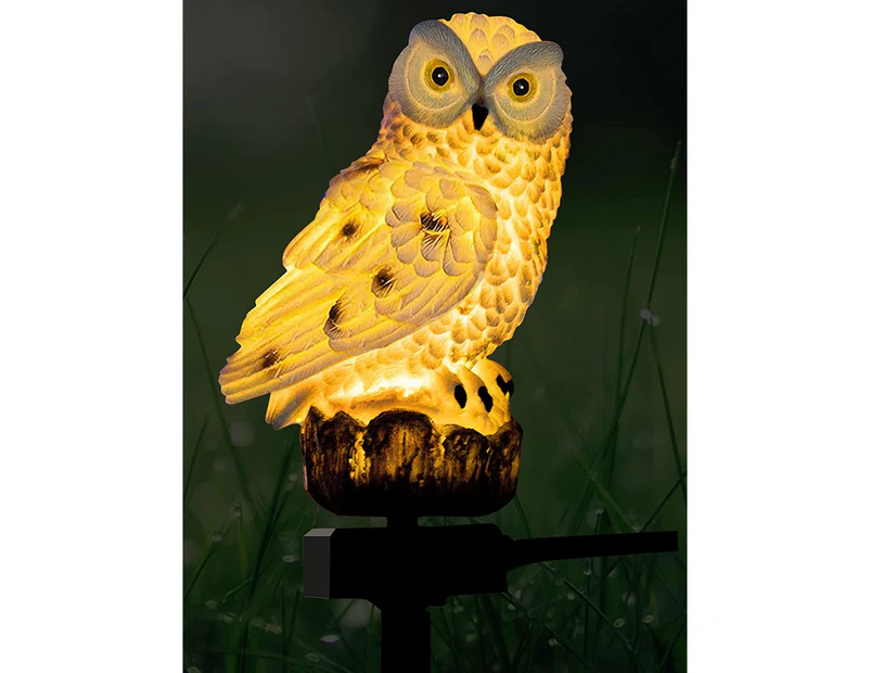White Owl Outdoor Solar Lights Garden Decorative Resin Animal Sculpture for Lawn-Yard-Patio-Pathway Multi-Purpose Figurine Lights & Garden Decor