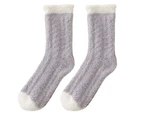 aerkesd 1 Pair Winter Stocking Coral Fleece Thicken Plush Warm Long Socks for Home-Grey - Grey