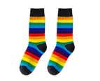 aerkesd 1 Pair Women Stockings Breathable Vibrant No Odor Super Comfortable Stripe Rainbow Colors Easy to Wear Lady Stockings Fitness Socks-One Size Grey - Grey