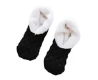 aerkesd 1 Pair Winter Floor Socks Knitted Non-slip Plush Solid Color Soft Keep Warm Particle Sole Anti-skid Casual Home Socks for Home-Black One Size - Black