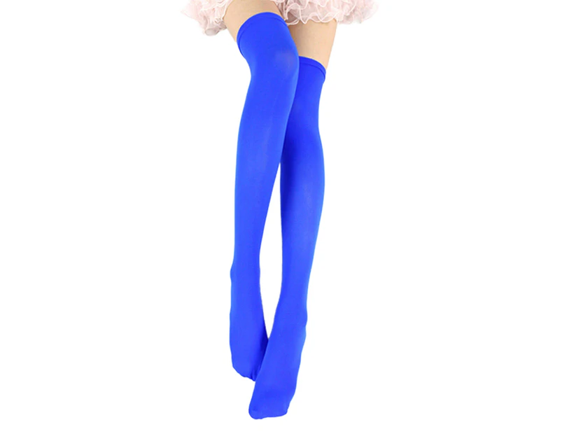 aerkesd 1 Pair Thigh High Stockings Sexy Stretchy Plain Thin Breathable Leg Slimming Velvet Candy Color Women Over Knee Socks for Daily-Royal Blue One Size - Royal Blue