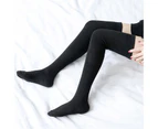 aerkesd 1 Pair Women Socks Thigh High Anti-slip Silicone Solid Color Stockings Autumn Winter Good Stretch Long Tube Stockings for School-Black One Size - Black