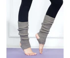 aerkesd 1 Pair Thickened Warm Leg Warmers Solid Color Blow Knee Footless Knitted Leg Socks for Yoga-Light Grey - Light Grey