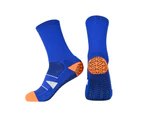 aerkesd 1 Pair Unisex Sports Socks Anti Slip Color Block Mid Tube Moisture Absorption Elastic Opening Football Yoga Socks for Autumn Winter-Blue - Blue