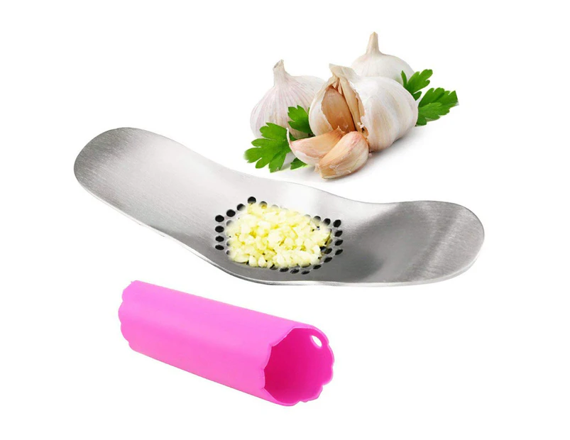 Stainless Steel Garlic Press Rocker Garlic Press Squeezer Slicer With Extra Silicone Peeler