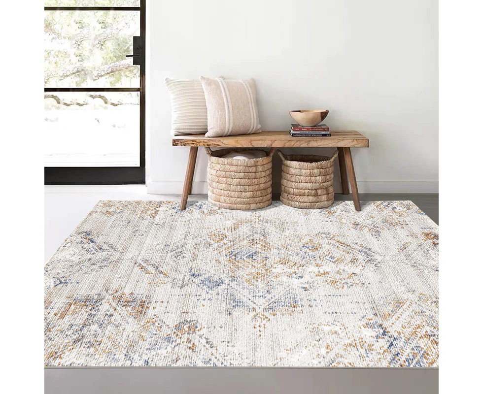 Modern Area Rug Carpet, Geometric Area Rugs Floor Carpet for Living Room, Contemporary Bedroom Tile Trellis Floorcover Indoor Carpet （100 x 200cm, FG-6428）