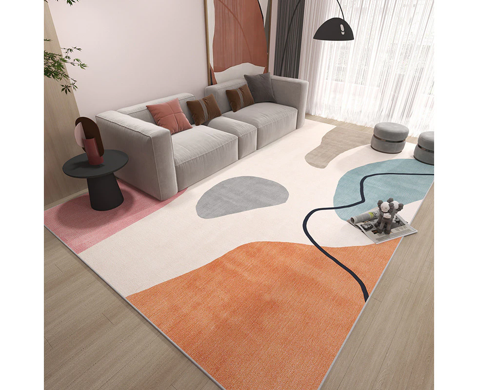 Modern Area Rug Carpet, Geometric Area Rugs Floor Carpet for Living Room, Contemporary Bedroom Tile Trellis Floorcover Indoor Carpet （100 x 200cm, FG-6734）