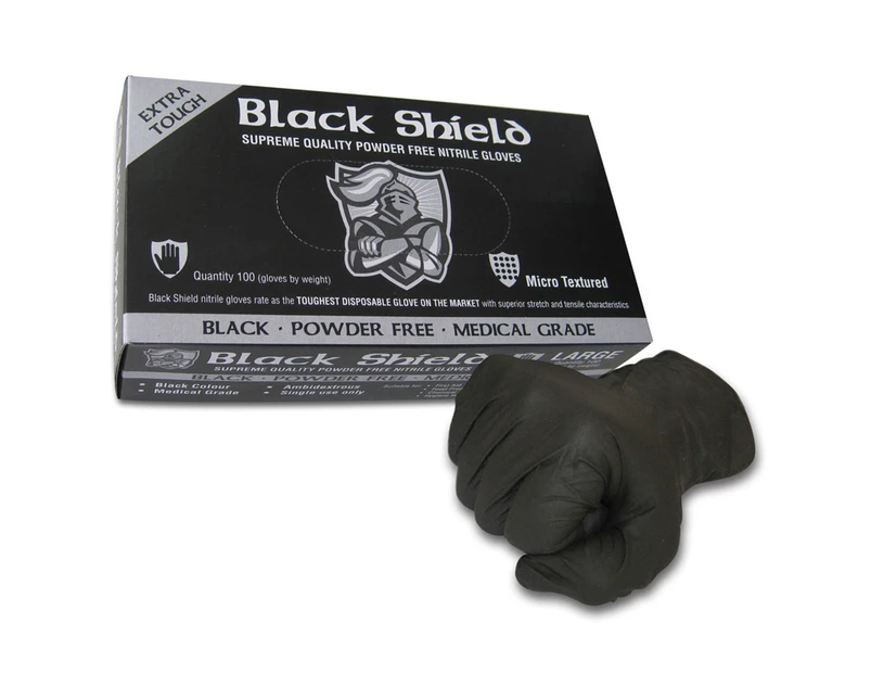 Maxisafe 'Black Shield' Heavy Duty Nitrile, Unpowdered, Box 100 -XL