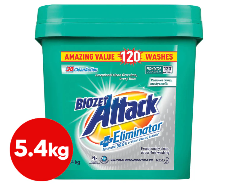 Biozet Attack + Eliminator Laundry Powder 5.4kg