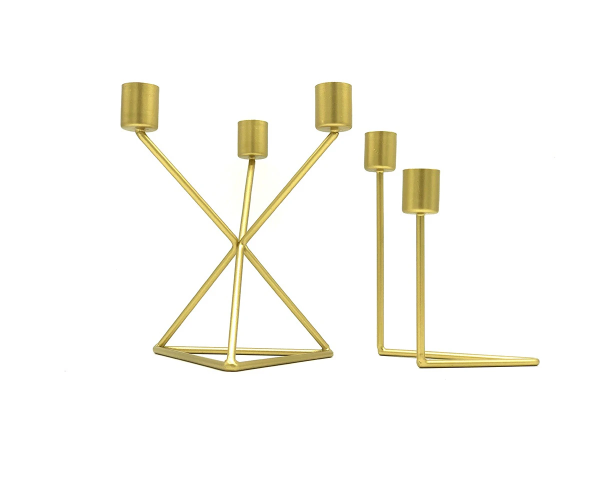 Master Piece Crafts  Set Of 2 Metal Candlestick Holders For Decoration-Golden