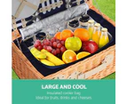 Alfresco Picnic Basket Set Baskets 4 Wicker Person Outdoor Insulated Blanket NA