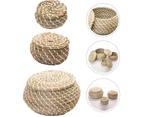 Pieces Woven Seaweed Basket Rattan Wicker Storage Baskets Picnic Baskets Laundry Baskets With Lid