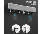 Wall Hooks Space Saving Removable Hooks ABS Plastic Lightweight Entryway Hanging Coat Rack for Bathroom-Grey