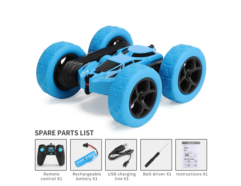 Remote Control Car Four-wheel Drive Shock Proof Flexible RC Off Road Stunt Truck Children Gift - Blue