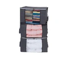 3 Pack Clothes Storage Bags, Large Capacity Clothing Closet Organizer for King Comforters, Blankets, Duvet and Quilt with Reinforced Handle
