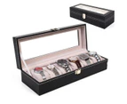 6 Grids PU Leather Watch Display Case Jewellery Storage Organizer Box