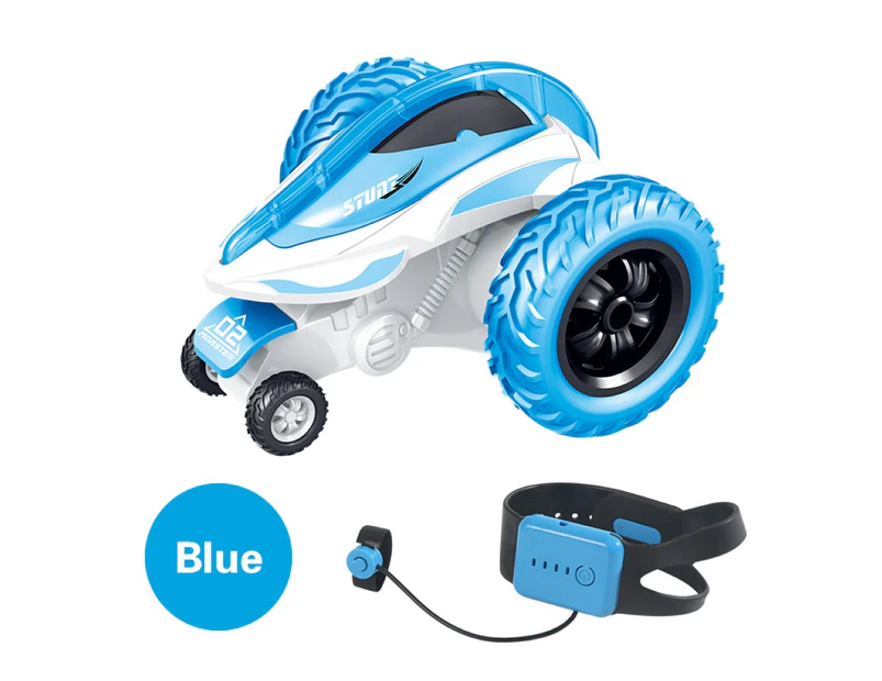 Kids 2.4G 4CH Watch Sensor Roll Flip Stunt RC Car 360 Degree Drift Robot Toy - Blue