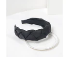 Women Headband Solid Color Elastic Anti-slip Elegant Braid Fix Hair Stable Stable Soft Touch Hair Hoop Head Accessories Black