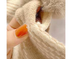Women Scarf Cozy Striped Print Soft Plush Knitted Warm Neck Washable Thickened Faux Rabbit Fur Winter Neck Wrap for Outdoor Khaki