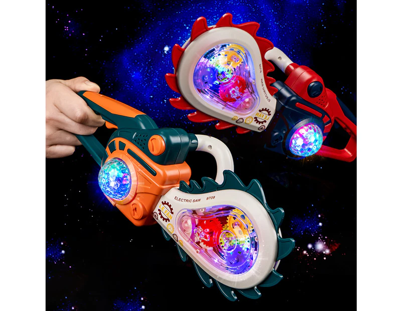Children Electric Saw Cartoon Attractive Cool Simulation Electric Luminous Music Saw Pretend Play Tool for Home