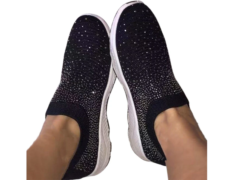 Glitter Slip-on EVA Elastic Topline Mesh Women Sneakers Sports Shoes for Gym