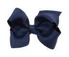 Hair Clip Bow Knot Durable Hair Accessories Ribbon Toddler Hair Bows Clips for Gift Navy 4#