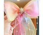 Hair Clip Colorful Bow Ribbon Girls Faux Pearls Gradient Hairpin for Halloween Rose Red