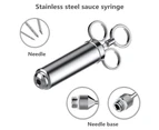 Three Needle Stainless Steel Seasoning Turkey Syringe + 2 Brushes304 Stainless Steel Meat Injector Kit With 60Ml Large