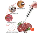 304 Stainless Steel Meat Injector Kit with 60ml Large Capacity BarrelThree Stainless Steel Flavored Turkey Syringes + 2 Brushes