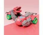 Deformed Dinosaur Car Deformable Portable Plastic Dinosaur Hit Deformed Car for Fun - Red