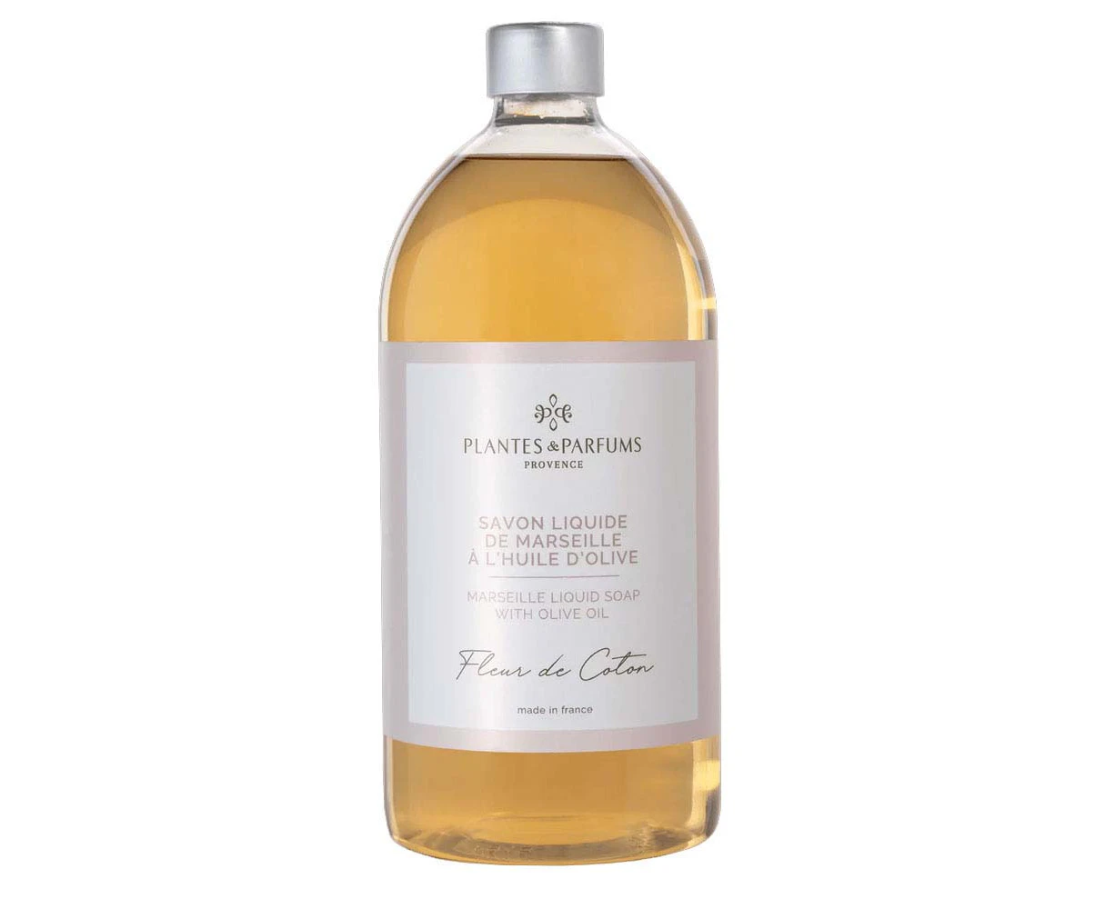 Plantes & Parfums 1L Marseille Scented Liquid Soap Refill - Cotton Flower