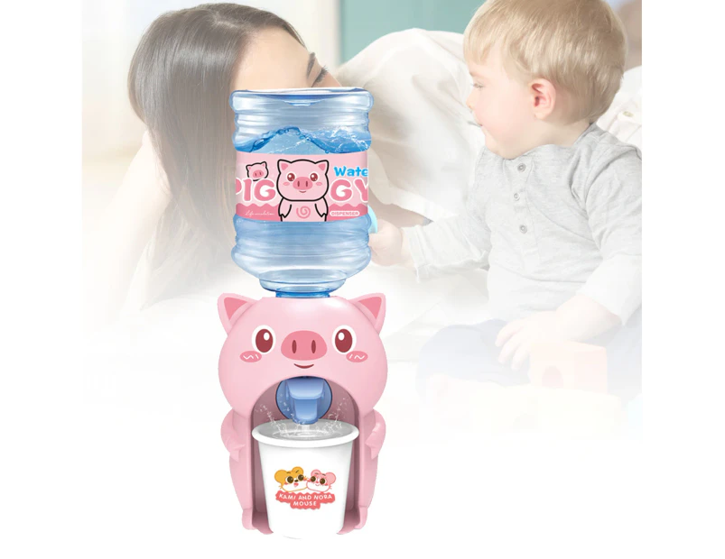 Cartoon Pig Mini Drinking Fountain Water Dispenser Kids Pretend Play House Toy