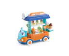 Lighting Effect Doll House Vending Car Inertia Transformable Dollhouse Ice Cream Cart Toy for Entertainment - Blue Orange