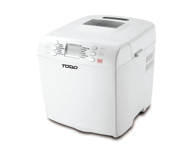 TODO Bread Maker 12 Programs Menu 550W Power Keep Warm Function White