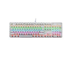TODO Mechanical Gaming Keyboard Tactile Blue Switch Rgb Led 104 Key Usb Windows - White