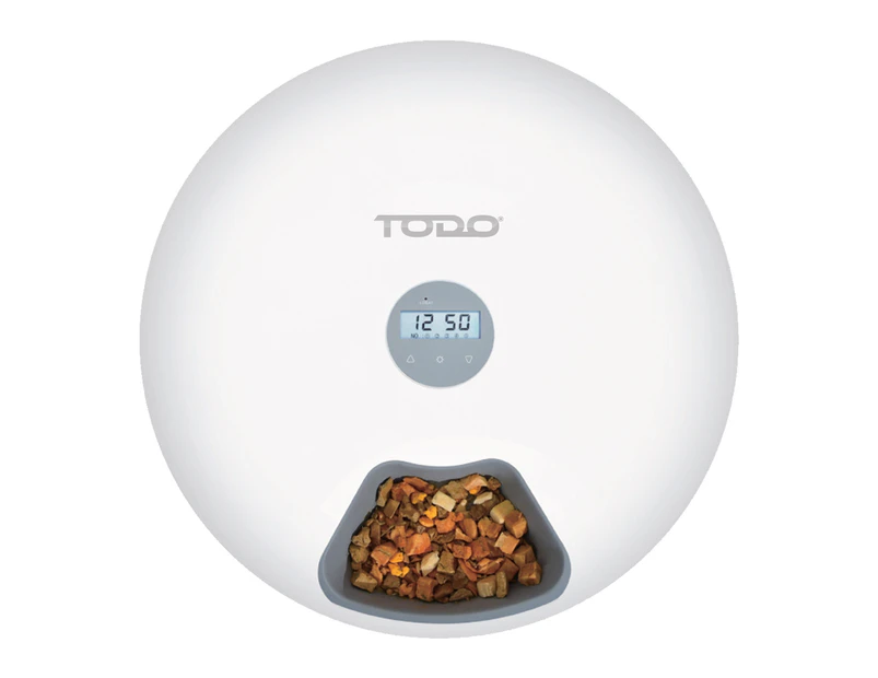 TODO Automatic Pet Feeder 180ml x6 Meal Digital Lcd Dog Cat Food Bowl Timer White