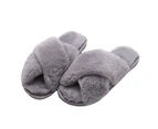 1 Pair Women Slippers Colorful Plush Non-slip Deodorant Anti Skid Keep Warm Winter Cross Fluffy Slippers for Home