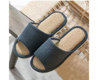 Men Linen Non-Slip Open Toe Breathable Slip On Solid Color Indoor Flat Slippers