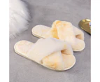 1 Pair Women Slippers Colorful Plush Non-slip Deodorant Anti Skid Keep Warm Winter Cross Fluffy Slippers for Home