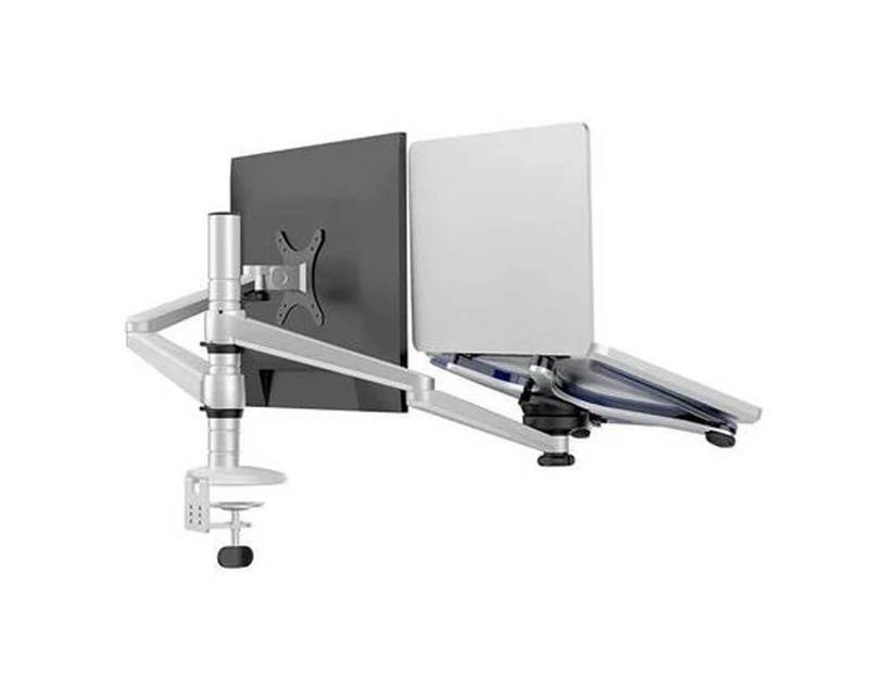 TODO Aluminium Dual Laptop + Monitor Stand Desk Clamp Mount Bracket VESA 75-100mm 2 Arm