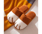Women Autumn Winter Cats Claw Anti Skid Color Block Plush Warm Slippers Shoes