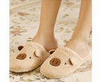 Winter Women Men Cute Pig Bear Warm Anti-Slip Indoor Shoes Home Slippers