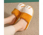 Women Autumn Winter Cats Claw Anti Skid Color Block Plush Warm Slippers Shoes