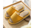 Women Linen Non-Slip Open Toe Breathable Comfort Indoor Slip On Flat Slippers