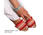 Women Bohemia Slip-on Rubber Tassels Open Toe Anti-slip Flat Shoes Slippers for Daily Life