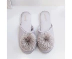 Women Winter Indoor Soft Flat Plush Non-slip Closed Toe Tassel Slipper Shoes