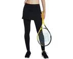 Fleece Lined Leggings with Skirt Tennis Skirts with Long Leggings Attached Hiking Skirt with Leggings -M - M