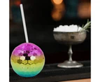 1 Set 600ML Spherical Straw Cup Glitter Flash Plating Disco Ball Light All-Purpose Tumbler Cup Wine for KTV