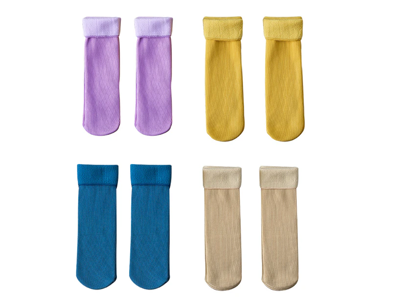 Women's Merino wool socks winter warm hiking thick warm -dark blue + bright purple + yellow + skin color - Dark blue + bright purple + yellow + skin color