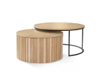 PIPER Nest of 2 Round Coffee Table 65/80cm - Oak